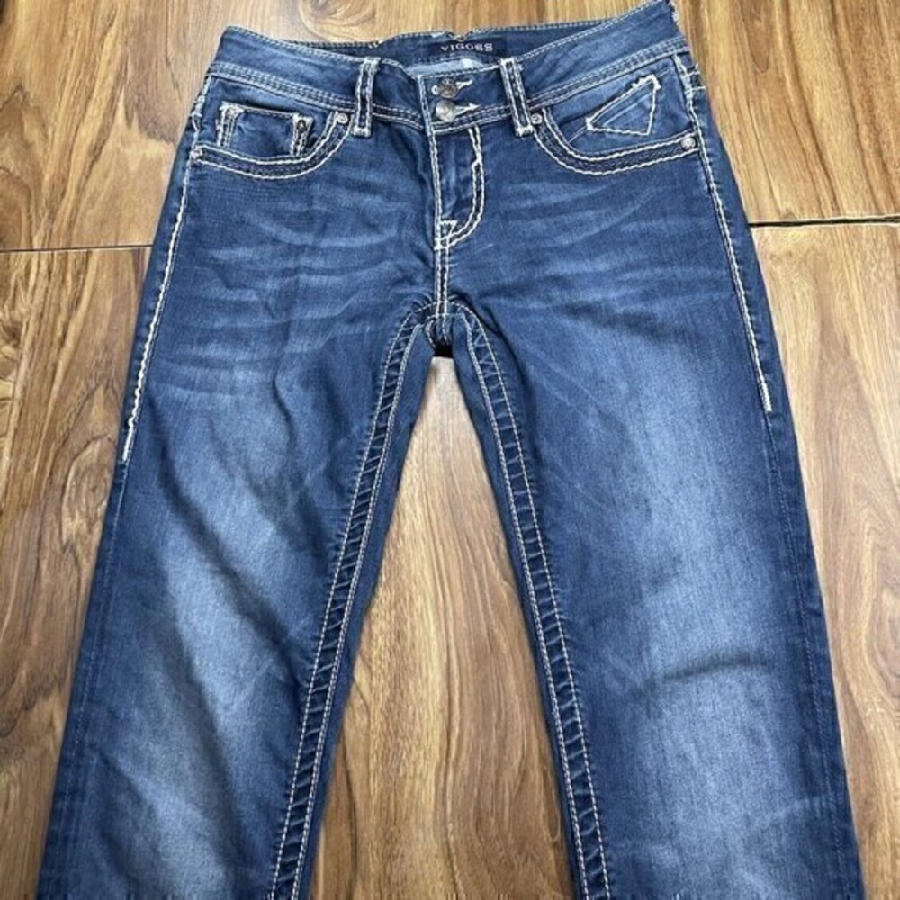 Vintage Vigoss Women's The Brooklyn Skinny Jeans Dark Blue White Sz 27x31